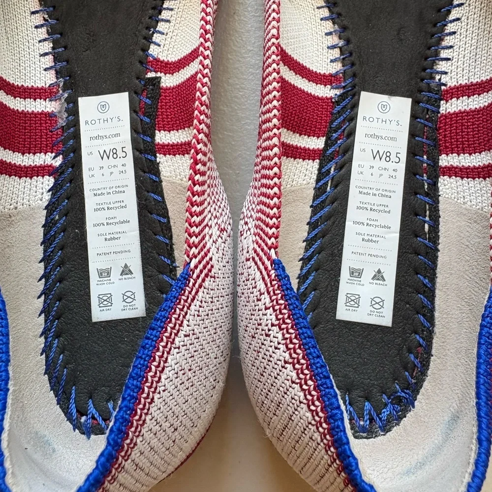 Rothy's Varsity Stripe Red Points size 8.5 - Picture 8 of 8